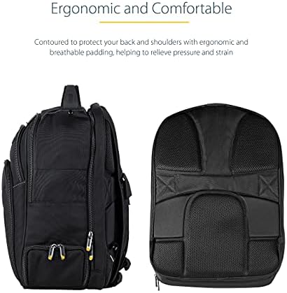 StarTech.com Unisex Backpack, Laptop/Tablet Pockets, Nylon, Black