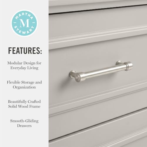 Martha Stewart Lily Pond Modular Storage Cabinet with Drawers, Sharkey Gray