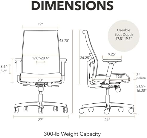 HON Ignition 2.0 Ergonomic Office Chair, Lumbar Support, Bullseye