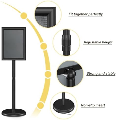 Relx Sign Holder Stand 8.5x11 inch - Adjustable Floor Standing Sign Holder - Signage Stand with Snap-Open Frame Display for Malls,Schools,Restaurants