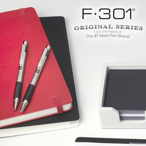 Zebra Pen STEEL F-301 Retractable Ballpoint Pen, Black Ink, 0.7mm, 2-Pack