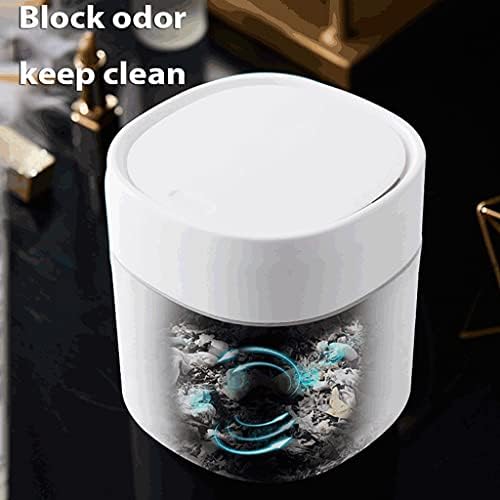 Trash can Plastic Mini Trash Can with Lid Modern Wastebasket for Bathroom Vanity Desktop Tabletop Or Coffee Table- 2 L-Blue/White Wastebasket (Color : Blue B Size : 2 Pack) (White B 1 Pack)