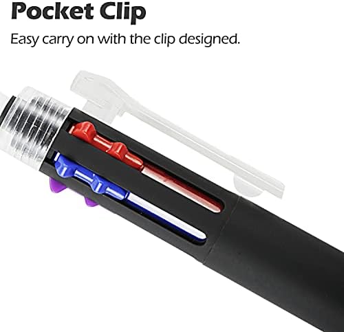 Baile 6 in 1 Multifunctional Pen 0.7 mm Ballpoint Pen 5 Colors and 0.5 mm Mechanical Pencil in One Pen, 5 Pens 5 Ballpen Lead Refills 4 Pencil Lead Refills