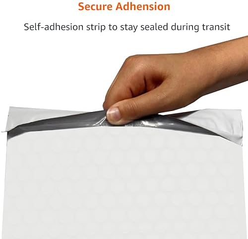 Amazon Basics Poly Bubble Self-Seal Mailers, Water-Resistant, Tear-Resistant, 10.5" x 16", White/Grey, 100-Pack