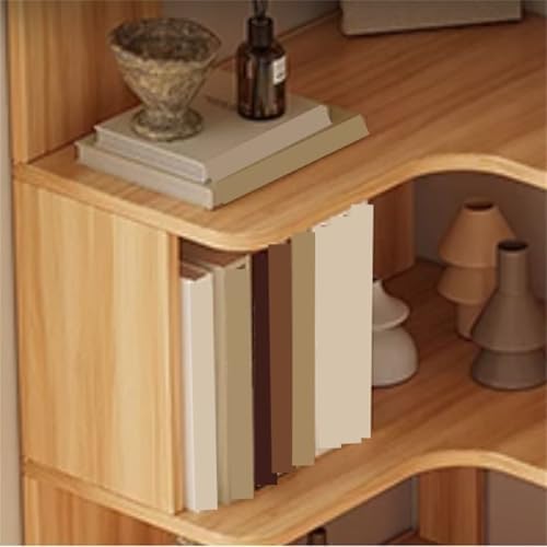 Vertical Lumber Wall Corner with 6 Shelves/5 Shelves & Closed Back Bookshelf Rack Floor Student Corner Cabinet Wall Multi-Layer Storage Cabinet Bookcase Light Walnut 24" L x 35" W x 63" H