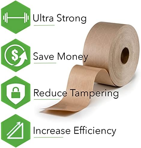 CURBY IPG Water Activated Tape, 2.83" x 100M Refill Single Roll (Pack of 4)