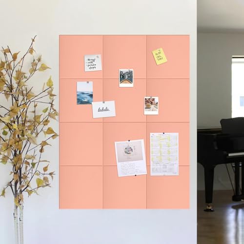 48" x 48" Cork Board Alternative, 16 Pack Felt Bulletin Board Tiles with 30 Adhesive Tabs Wall Push Pin Board for Office Classroom Bedroom Decor