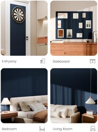 Bumusty 48"x 36" Large Felt Bulletin Board Tiles, Carbon Blue