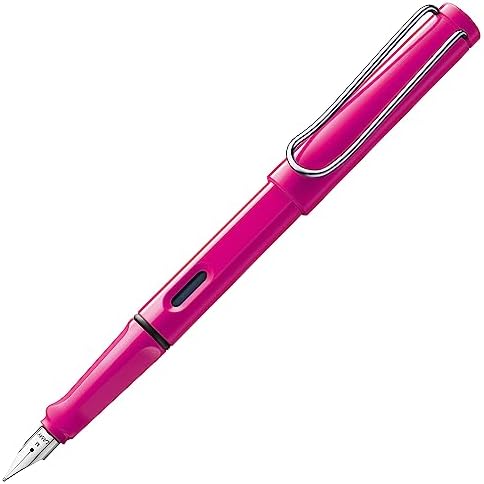 LAMY safari pink - Fountain Pen with ergonomic grip & polished steel nib in size F - ideal for any Writing & Calligraphy - including LAMY T 10 blue cartridge - Right-Handed