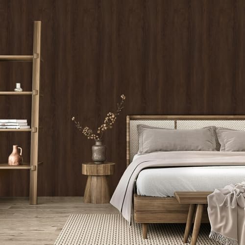 Abyssaly Wood Contact Paper - Brown Walnut Wood Grain Peel and Stick Wallpaper for Countertops - Self Adhesive Removable Wood Viny Film Easy to Clean for Cabinets Desks and Drawers15.7 x 118"