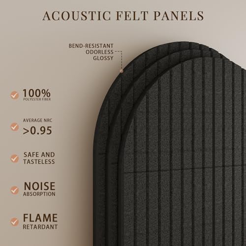 JBER Arched Cork Board Alternative 36" x 24", 6 Pack, Black