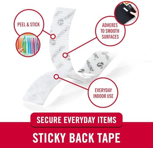 VELCRO Brand - Sticky Back Hook and Loop Fasteners – Peel and Stick Permanent Adhesive Tape Keeps Classrooms, Home, and Offices Organized – Cut-to-Length Roll | 30 ft x 3/4 in Tape | White