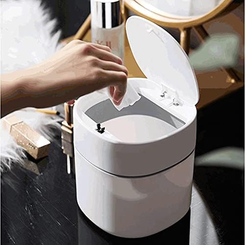 Trash can Plastic Mini Trash Can with Lid Modern Wastebasket for Bathroom Vanity Desktop Tabletop Or Coffee Table- 2 L-Blue/White Wastebasket (Color : Blue B Size : 2 Pack) (White B 1 Pack)