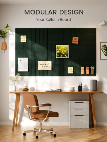 Bumusty 36" x 24" Large Cork Board Alternative, Pine Green