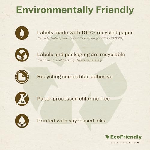 Avery EcoFriendly Recycled File Folder Labels, 2/3" x 3-7/16", White, Permanent Label Adhesive, 1,500 Printable Labels (45366) (Pack of 5)