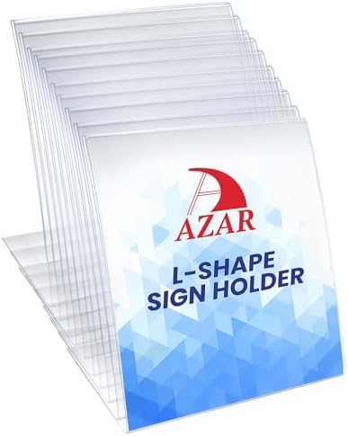 Azar Displays 112716 7" W x 11" H Vertical L-Shaped Sign Holder (10 Pack)