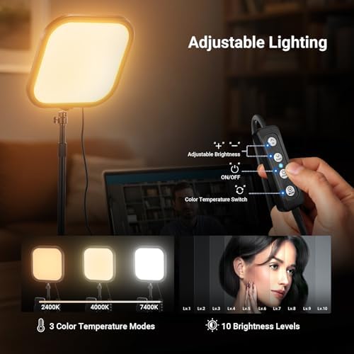 NEEWER Basics 2 Pack 10.8" Video Conference Lighting with Desk Stands/Phone Holders, 15W Bi Color Edge Lit Full Screen Light CRI95+ for Computer Laptop Webcam Zoom Calls Streaming Recording, L220
