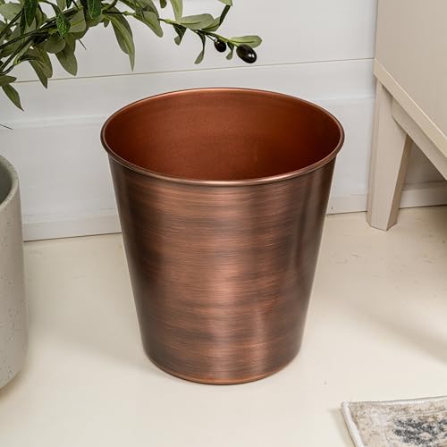 happimess Nolan 2 Gal Smooth Steel Wastebasket, Antique Copper, Set of 2