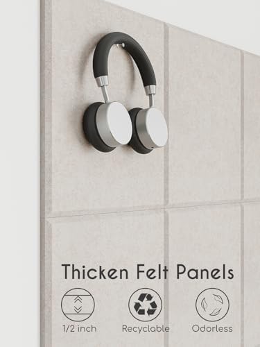 Thick Felt Pin Board Tiles 12 Pack, 11.8x11.8 Bulletin Board for Wall