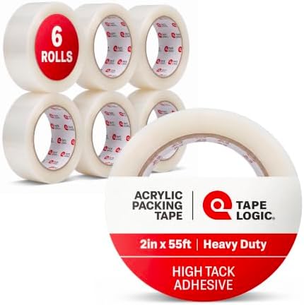 Tape Logic Packing Tape (6-Rolls), 2" x 55 yd - Heavy Duty Packaging Tape Refill for Shipping, Moving, Order Fulfillment, Acrylic 2.6 Mil