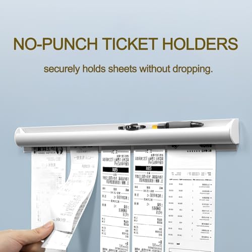 Ticket Holder for Restaurant Order Receipt Holders Strip(20 in, Silver, 2p)