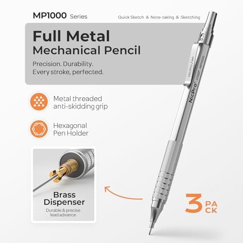 Nicpro 0.7mm Metal Mechanical Pencil Set with Case
