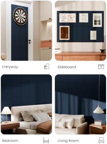 Bumusty 36"x 24" Large Felt Bulletin Board Tiles, Carbon Blue