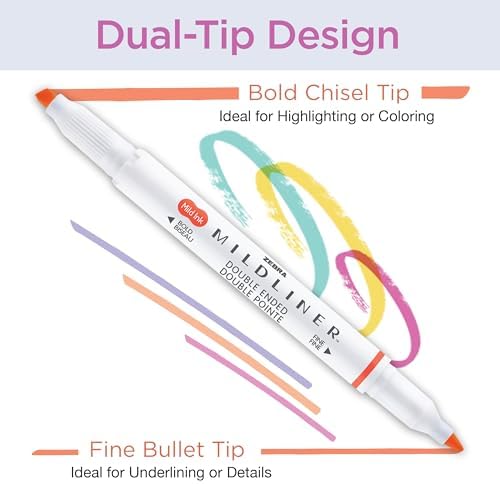Zebra Pen MILDLINER Highlighter, Refresh and Friendly, Dual Tip, 10-Pack