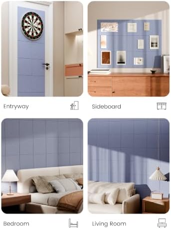 Bumusty 48"x 36" Large Felt Bulletin Board Tiles, Soft Periwinkle
