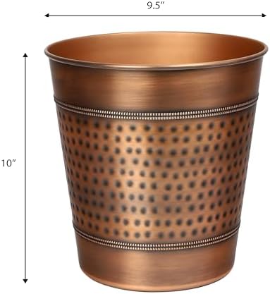 happimess Riley 2 Gal Hammered Steel Bin 10" H, Antique Copper