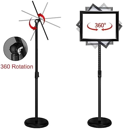 Adjustable Heavy Duty Poster Sign Holder Stand Floor Sign Stand Aluminum Snap Open Frame for 8.5 x 11 inches both Vertical and Horizontal view Displayed Used for Living and Business(Black-2pack)