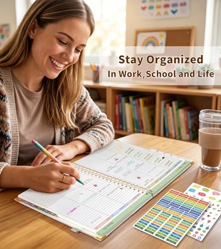 Teacher Planner 2026-2027, July 2026 - June 2027, Academic Weekly & Monthly Calendar Planner with Tabs, 8.5" x 11" A4 Teacher Lesson Plan Book with 7 Periods, Daily Agenda School Organizer for Teacher Student Homeschool, Bohemia