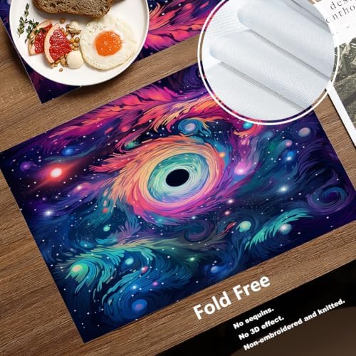 Batmerry Christmas New Year Linen Placemats Set of 6, Snow red Fruit Blue Background Washable Table Mats for Kitchen Table Thickened Heat Insulation Dining Set Indoor Outdoor 12X18 in