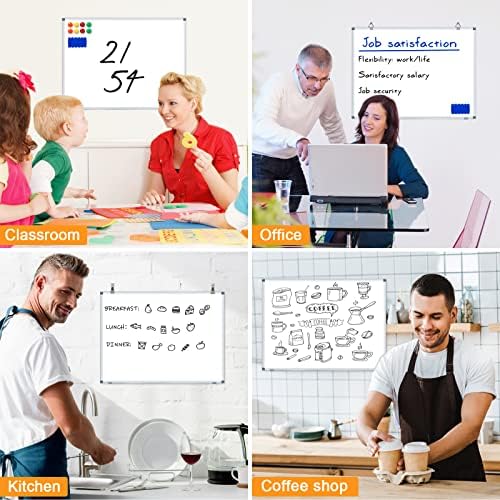 H-Qprobd Magnetic Whiteboard 24" x 18" Dry Erase White Board for Wall, Hanging Mounted Whiteboard with Aluminum Marker Tray