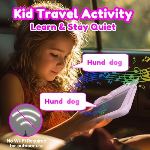 Writing Tablet with Bilingual Flash Cards for Kids, German, Pink