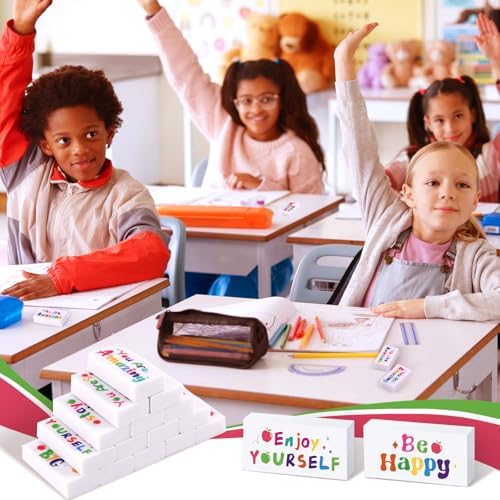 100 Pcs Back to School Inspirational Pencil Erasers for Kids Bulk