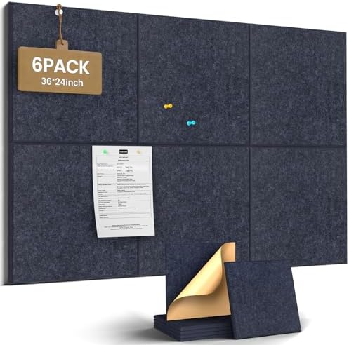 JBER Cork Board Alternative, 6 Pack 36" x 24" Felt Board, Starlight Blue