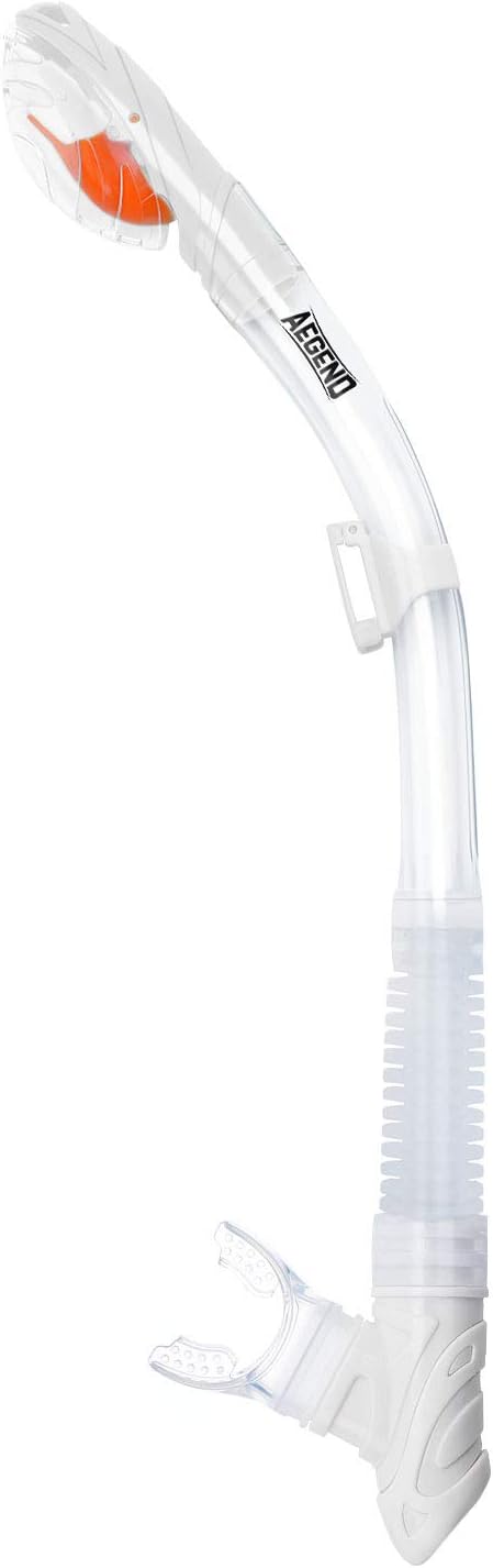 Aegend Dry Snorkel, Dive Mask Easy-Breath Free Diving Snorkel for Snorkeling Scuba Diving Freediving Swimming, with Top Dry Valve and Food-Grade Silicone Mouthpiece