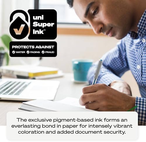 uni-ball Vision Stick Roller Ball Pens, Fine Point, Black Ink, Pack of 4
