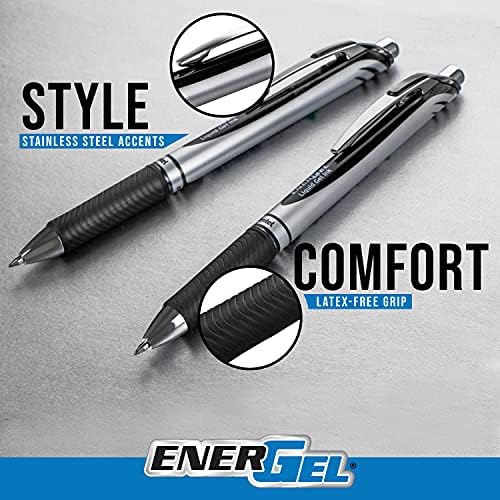 Pentel EnerGel RTX Retractable Liquid Gel Ink Pen, (0.7mm) Medium line, Forest Green Ink, Box of 12 Pens (BL77-D3)