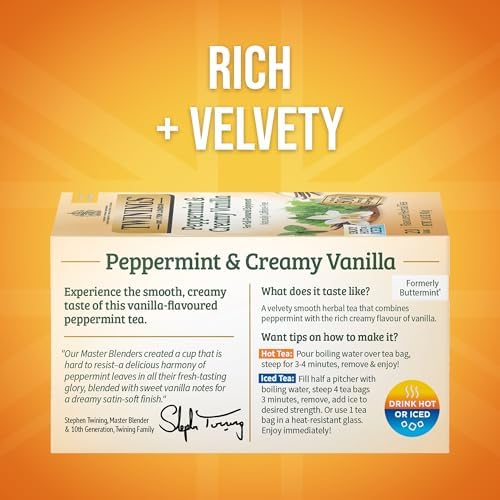 Twinings Peppermint & Creamy Vanilla Herbal Tea Bags, 120 CT Box (1 Pack)