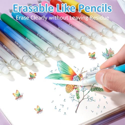 Solati 24 Colors Erasable Gel Pens, Fine Point 0.7mm Colored Erasable Pens, Make Mistakes Disappear, Assorted Color Inks for Writing, Journaling, Taking Notes, School Office Home (24 colors)