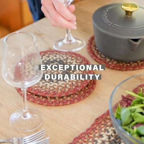 Homespice Chester Braided Placemats for Cabin Decor, Oval 13x19 Set of 6