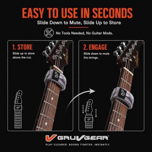 Gruv Gear Fret Wrap & Guitar Mute, Fretwrap for Acoustic, Electric & Bass | String Dampener Recording, Tapping & Practice Accessory (1 Pack, Medium Camo White, Fits 5 String Bass, 7 String Guitar)