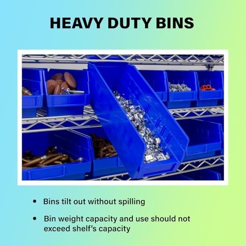 Akro-Mils 30128 Heavy Duty Plastic Shelf Bins, 18"x 4"x 4", Blue, 12-Pack
