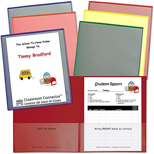 C-Line Classroom Connector School-to-Home Folders, Assorted Colors, 6 per Pack (32010)