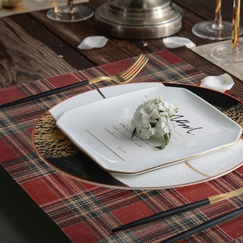 ALAZA Red Plaid Tartan Set of 6 Placemats Rectangle Table Mat for Dining Table Restaurant Kitchen Home Decor, 12" x 18"