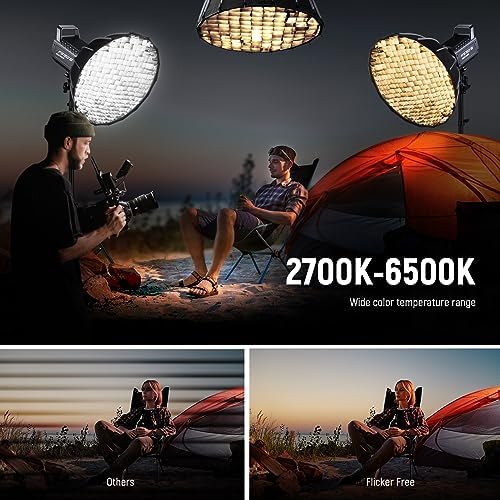 NEEWER FS150B LED Video Light 2.4G/APP Control,130W Bi Color COB Silent Photography Continuous Output Lighting with 4 Types Precise Dimming, 72000lux/1m, 2700K-6500K, CRI 97+,12 Effects, Bowens Mount