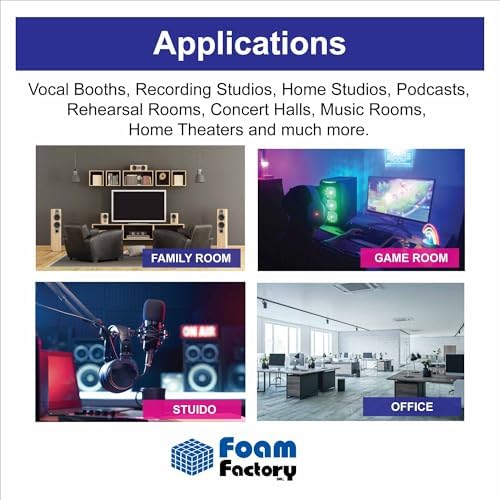 Foam Factory Inc 24 Pack Color Acoustic Foam Panel Studio Soundproofing Wedge Wall Tiles 12” X 12” X 2” (Forest Green)