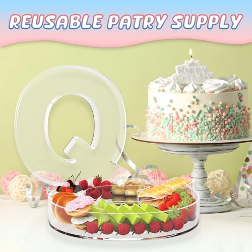 11" Acrylic Letter Charcuterie Box, Reusable Fillable Alphabet Number Shaped Form Tray for Birthday Anniversaries, Party Decorative Serving Plates Display Candy Cake (Q)